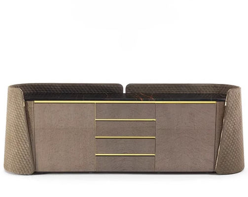 Luxo de madera estructura de almacenamiento gabinete de la mesa de costado con la parte superior de la cuenca de mármol