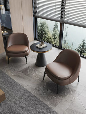 Hotel de 5 estrellas estilo minimalista Sofá de cuero genuino Silla y mesa de negocios