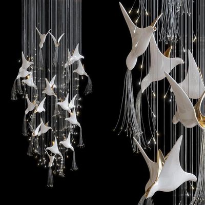 Aves de vidrio y flores Lustrero moderno diseño estético de hoteles Muebles ligeros