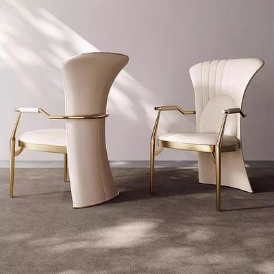 Silla de cuero ligera de lujo de alta calidad de acero inoxidable Silla de comedor minimalista moderna